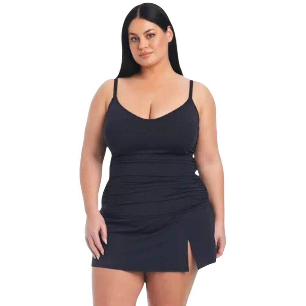 NWT! Bleu Rod Beattie Kore Scoop Neck Tankini Top in Black - Size 16W